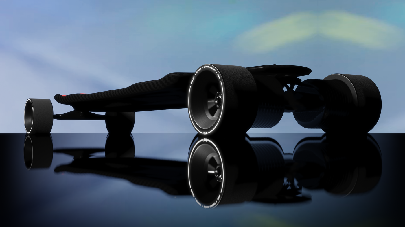 Animated image of direct drive sex panther electric skateboard with 97 mm standard wheels